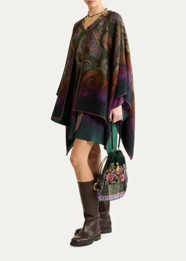 Etro Reversible Jacquard Cape | Thumbnail 4
