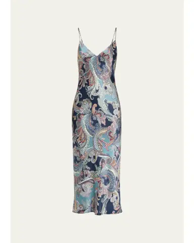 L'Agence Seridie Paisley Mid-Length Slip Dress | Thumbnail 1 L'Agence Seridie Paisley Mid-Length Slip Dress | Thumbnail 1