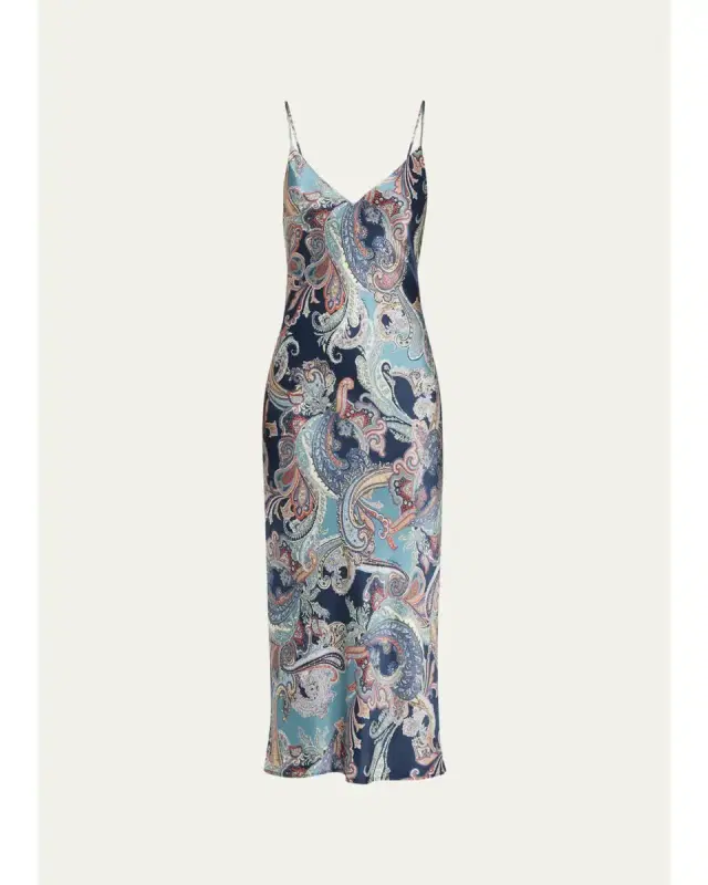 L'Agence Seridie Paisley Mid-Length Slip Dress