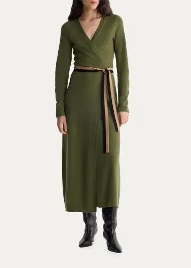 Diane von Furstenberg Bellina Wrap-Front Midi Sweater Dress | Thumbnail 2