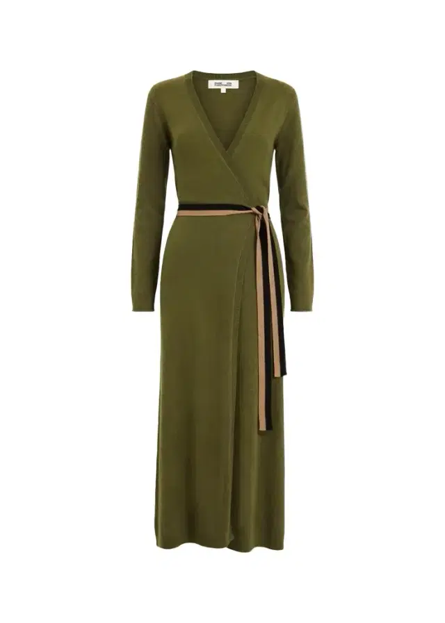 Diane von Furstenberg Bellina Wrap-Front Midi Sweater Dress