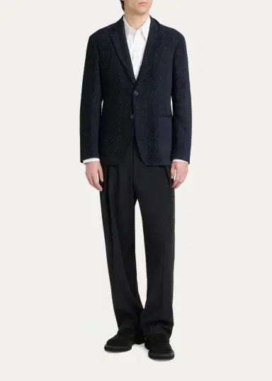 Giorgio Armani Men's Chevron Jacquard Single-Breasted Sport Coat | Thumbnail 2