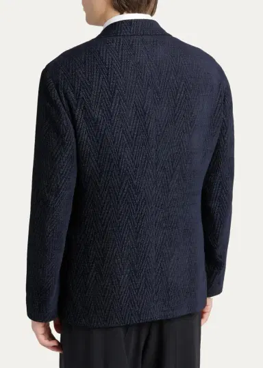 Giorgio Armani Men's Chevron Jacquard Single-Breasted Sport Coat | Thumbnail 3