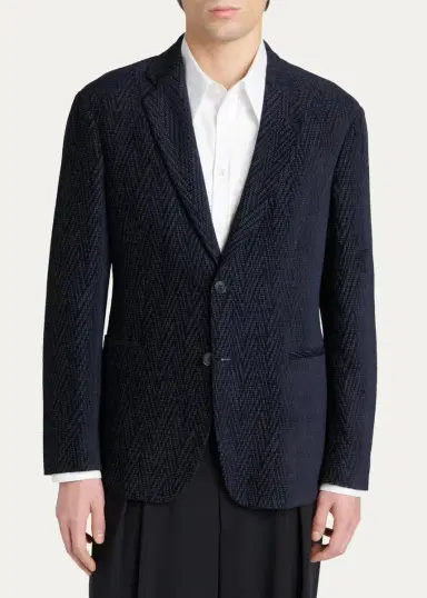 Giorgio Armani Men's Chevron Jacquard Single-Breasted Sport Coat | Thumbnail 4