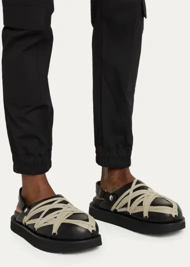 Rick Owens Men's Megalace Leather Slides | Thumbnail 2 Rick Owens Men's Megalace Leather Slides | Thumbnail 2