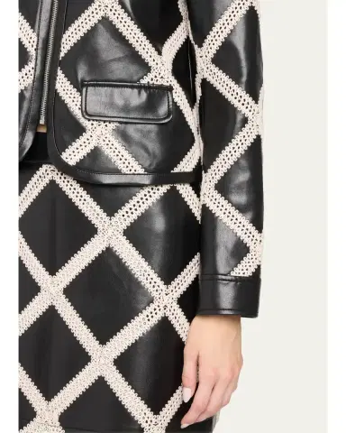 Cinq à Sept Audree Crochet-Trim Faux Leather Jacket | Thumbnail 8