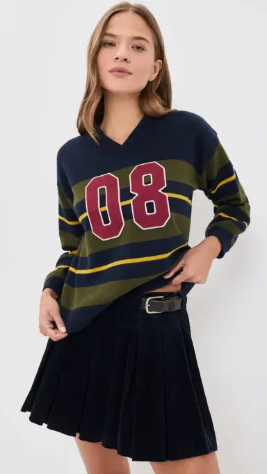 Sea Mina Novelty V Neck Sweater Green | Thumbnail 2