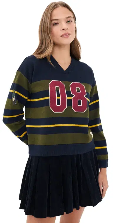 Sea Mina Novelty V Neck Sweater Green | Thumbnail 1