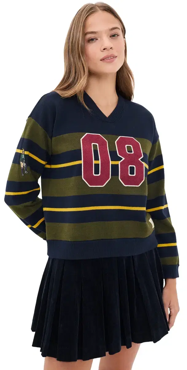 Sea Mina Novelty V Neck Sweater Green