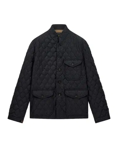 Emporio Armani Men's Wool Quilted Stand-Collar Jacket | Thumbnail 1