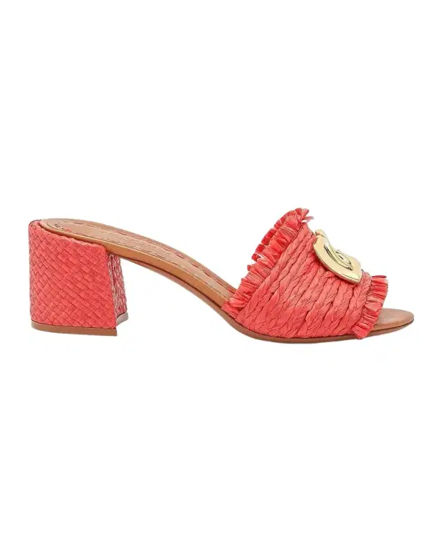 Dolce & Gabbana 60mm Raffia Logo Block Heel Mules