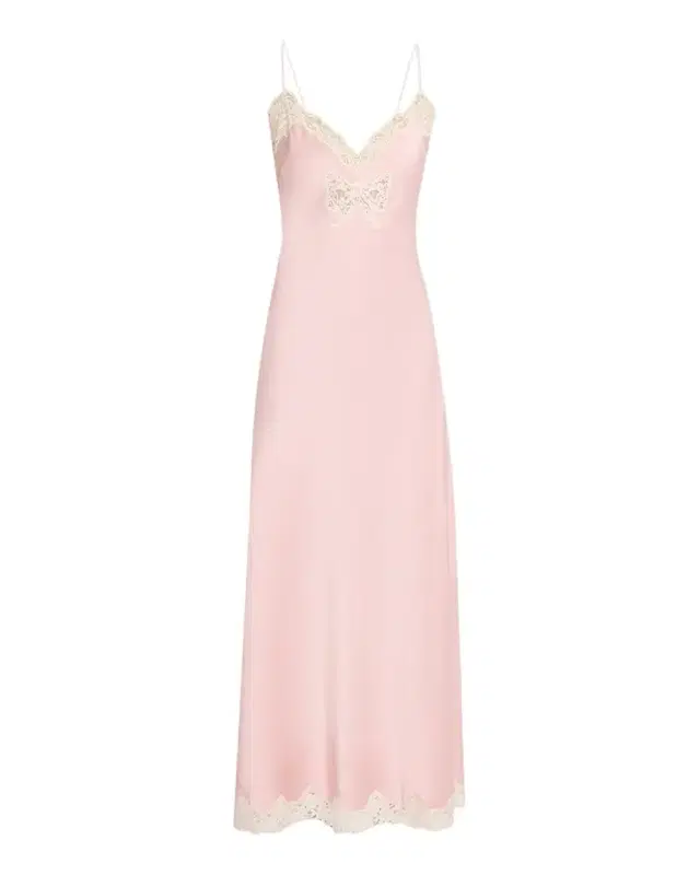 LoveShackFancy Lomira Bow Applique Satin Slip Dress