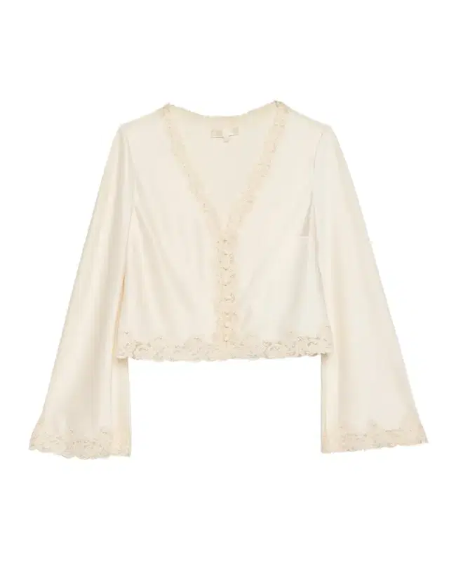 LoveShackFancy Fioretta Lace-Trim Satin Top