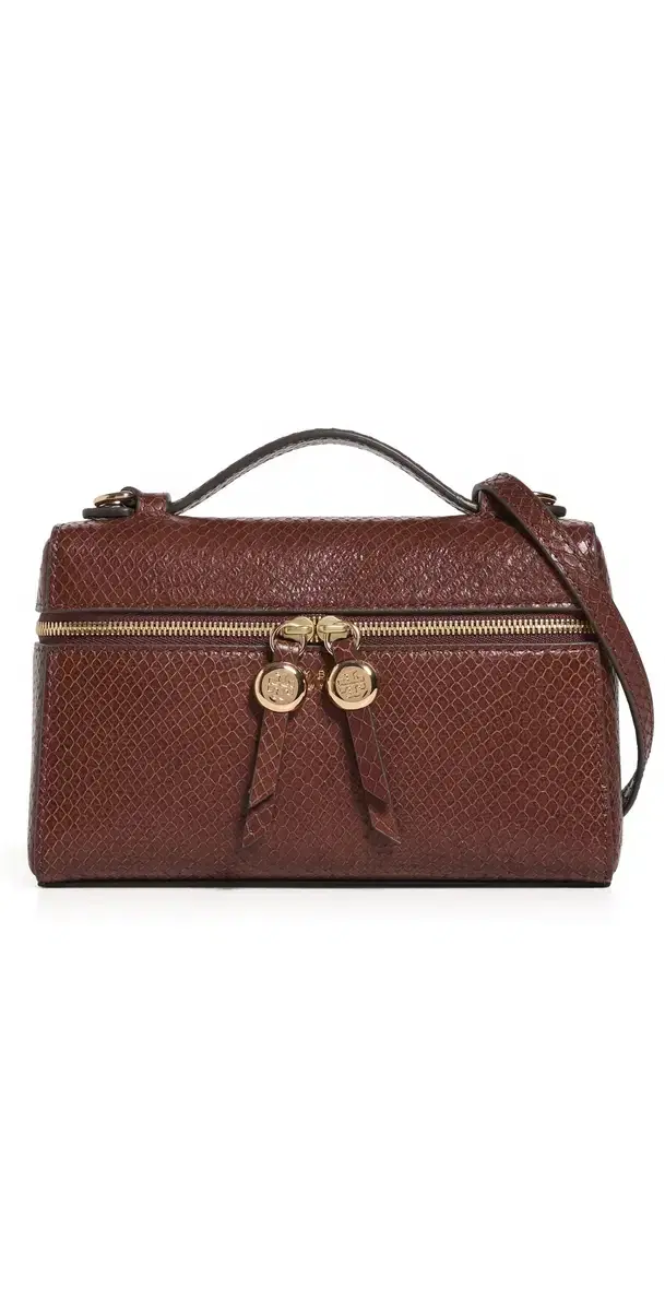 Tory Burch Embossed Snake Slim Top Handle Bag Sweet Maple One Size