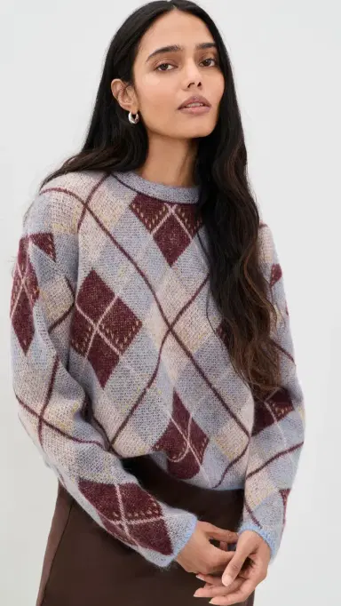 TANYA TAYLOR ybil Sweater Winter ky/Mahogany/Cream | Thumbnail 2