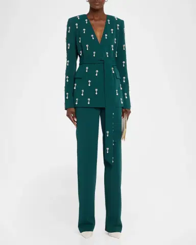 BADGLEY MISCHKA Belted Pearly-Embellished Jacket | Thumbnail 2