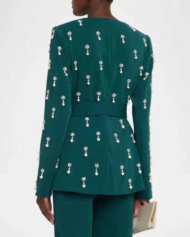 BADGLEY MISCHKA Belted Pearly-Embellished Jacket | Thumbnail 3