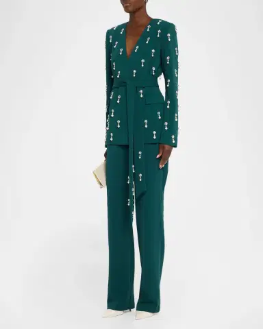 BADGLEY MISCHKA Belted Pearly-Embellished Jacket | Thumbnail 4