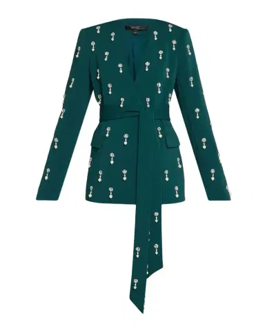 BADGLEY MISCHKA Belted Pearly-Embellished Jacket | Thumbnail 1