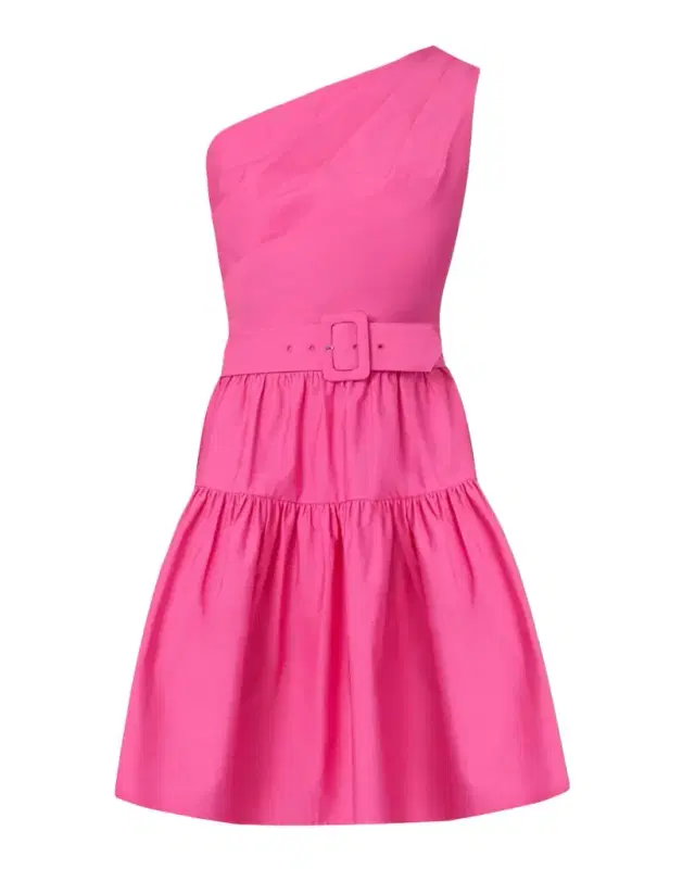 Shoshanna Crawford One-Shoulder Cotton Faille Mini Dress