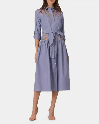Shoshanna Caldwell Pinstriped Cotton-Blend Poplin Shirtdress | Thumbnail 2