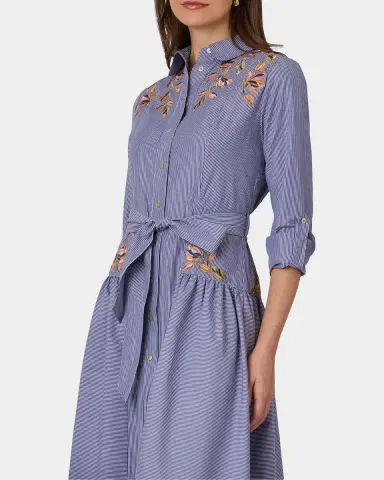 Shoshanna Caldwell Pinstriped Cotton-Blend Poplin Shirtdress | Thumbnail 4