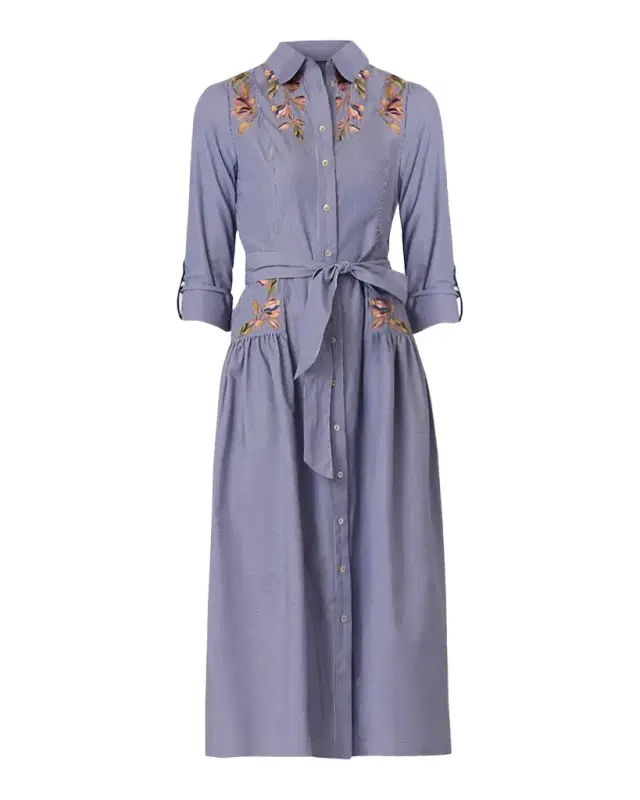 Shoshanna Caldwell Pinstriped Cotton-Blend Poplin Shirtdress
