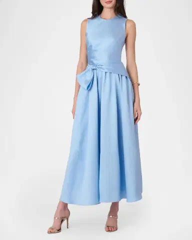 Shoshanna Remy Sleeveless Draped A-Line Midi Dress | Thumbnail 2