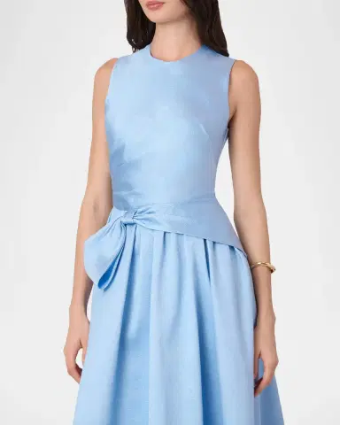 Shoshanna Remy Sleeveless Draped A-Line Midi Dress | Thumbnail 4