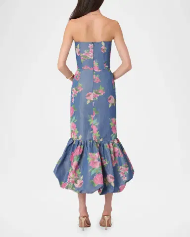 Shoshanna Julieanne Strapless Floral Taffeta Mermaid Midi Dress | Thumbnail 3 Shoshanna Julieanne Strapless Floral Taffeta Mermaid Midi Dress | Thumbnail 3