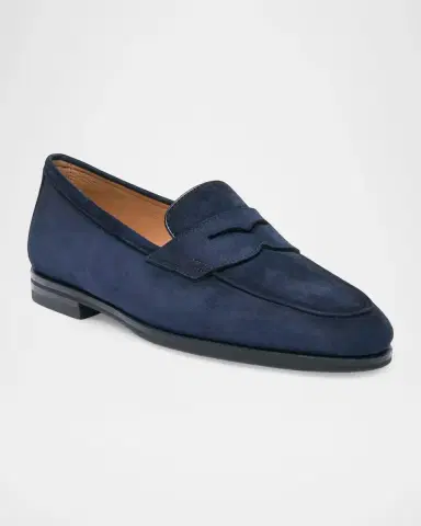 Santoni Suede Penny Loafers | Thumbnail 2 Santoni Suede Penny Loafers | Thumbnail 2