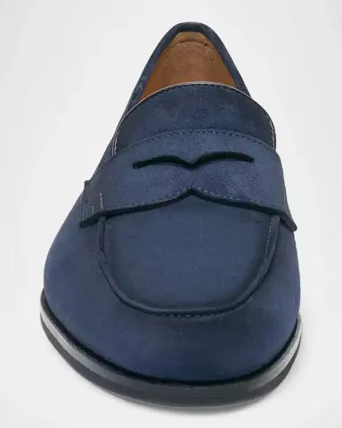 Santoni Suede Penny Loafers | Thumbnail 4 Santoni Suede Penny Loafers | Thumbnail 4