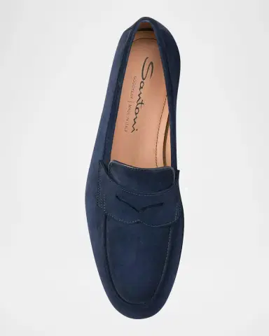Santoni Suede Penny Loafers | Thumbnail 5 Santoni Suede Penny Loafers | Thumbnail 5