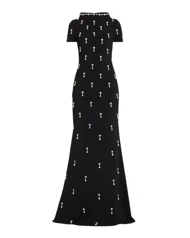 BADGLEY MISCHKA Crystal Embellished Mermaid Gown