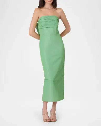 Shoshanna Katerina Strapless Bow Sheath Midi Dress | Thumbnail 2 Shoshanna Katerina Strapless Bow Sheath Midi Dress | Thumbnail 2