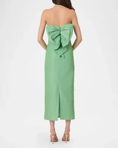 Shoshanna Katerina Strapless Bow Sheath Midi Dress | Thumbnail 3 Shoshanna Katerina Strapless Bow Sheath Midi Dress | Thumbnail 3
