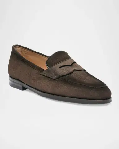Santoni Suede Penny Loafers | Thumbnail 2 Santoni Suede Penny Loafers | Thumbnail 2