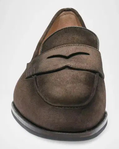 Santoni Suede Penny Loafers | Thumbnail 4 Santoni Suede Penny Loafers | Thumbnail 4