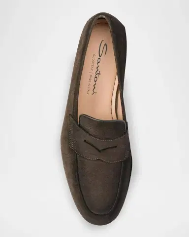 Santoni Suede Penny Loafers | Thumbnail 5 Santoni Suede Penny Loafers | Thumbnail 5