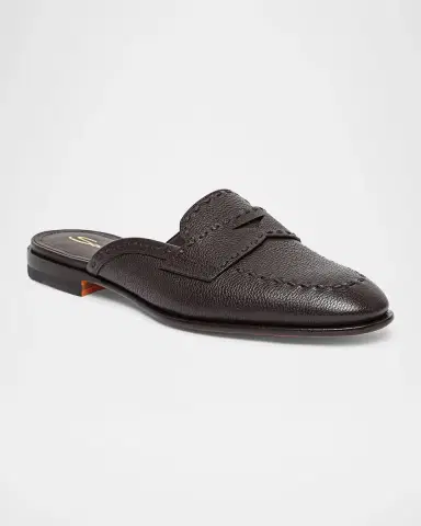 Santoni Leather Loafer Mules | Thumbnail 2