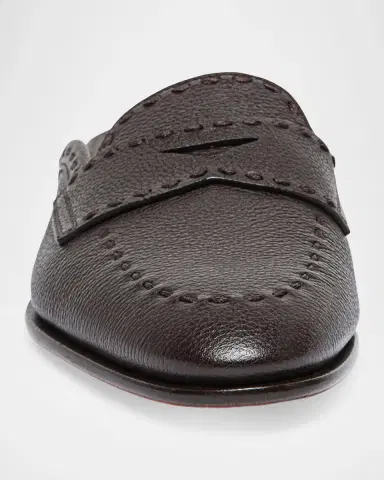 Santoni Leather Loafer Mules | Thumbnail 4