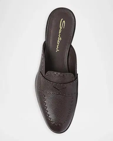 Santoni Leather Loafer Mules | Thumbnail 5