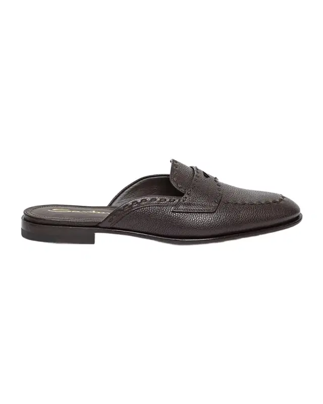Santoni Leather Loafer Mules