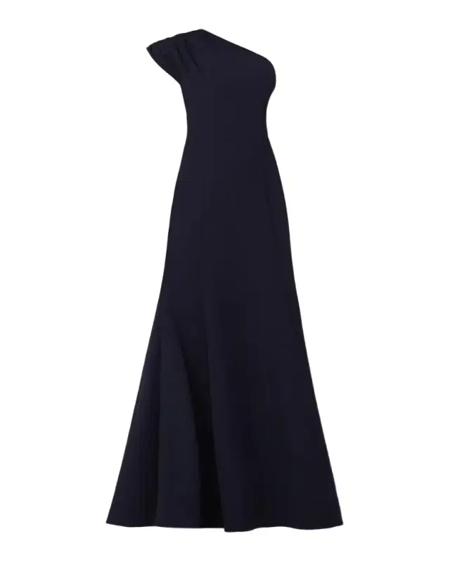 Shoshanna Carley Stretch-Crepe One-Shoulder A-Line Gown