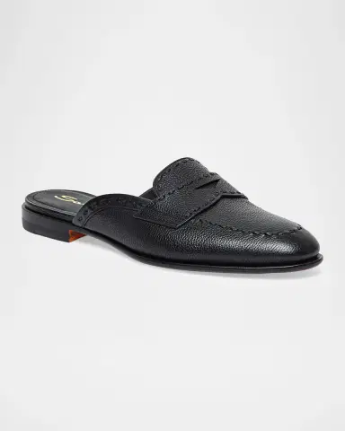 Santoni Leather Loafer Mules | Thumbnail 2
