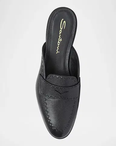 Santoni Leather Loafer Mules | Thumbnail 5