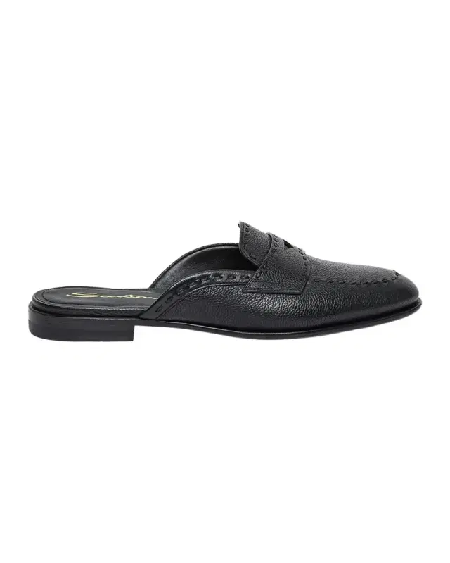 Santoni Leather Loafer Mules