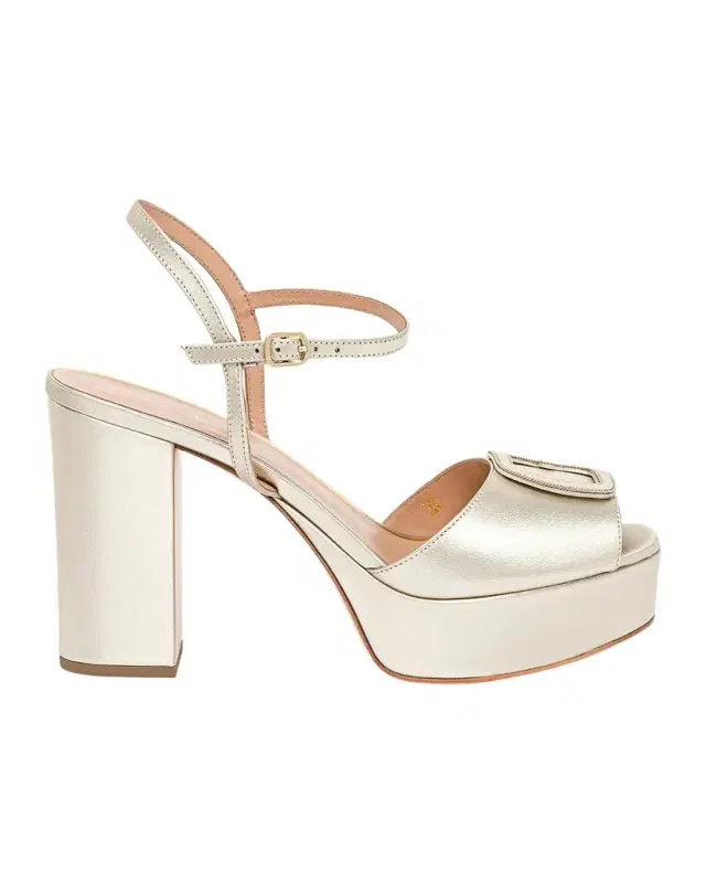 Santoni 60mm Metallic Leather Platform Sandals
