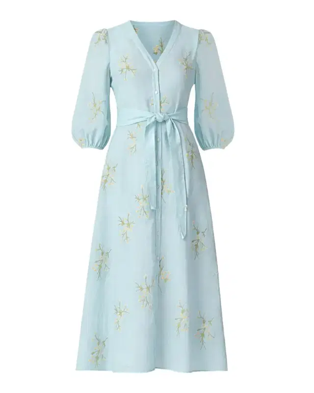 Shoshanna Tallen Floral-Embroidered Midi Dress