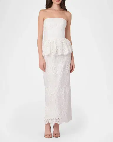 Shoshanna Lotus Lace Peplum Strapless Maxi Dress | Thumbnail 2